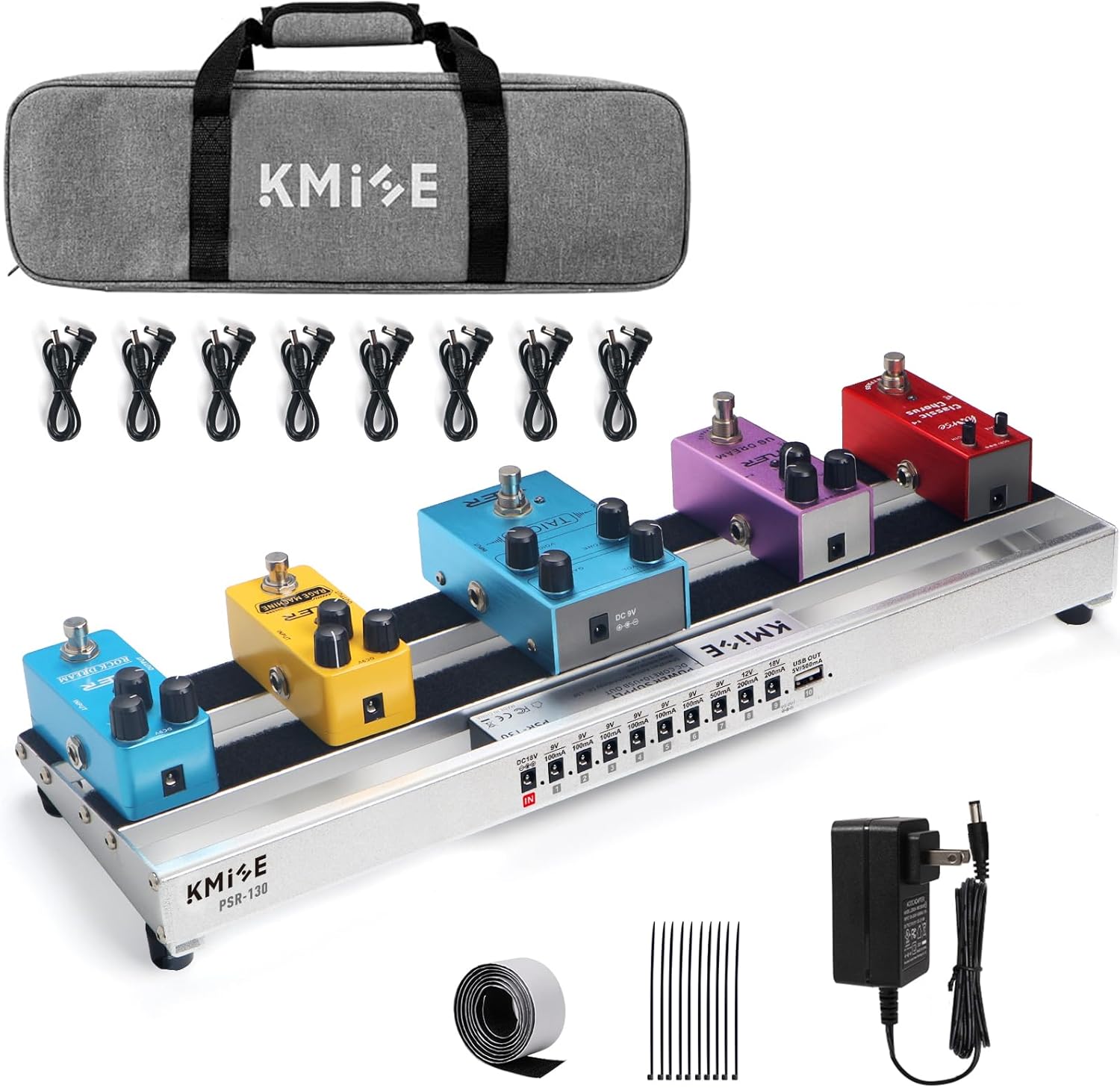 Guitar Pedal Board with Built-in Power Supply for Musicians