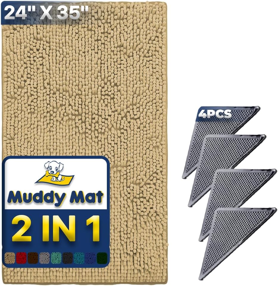 Muddy Mat Absorbent Microfiber Door Mat with Non-Slip Pads