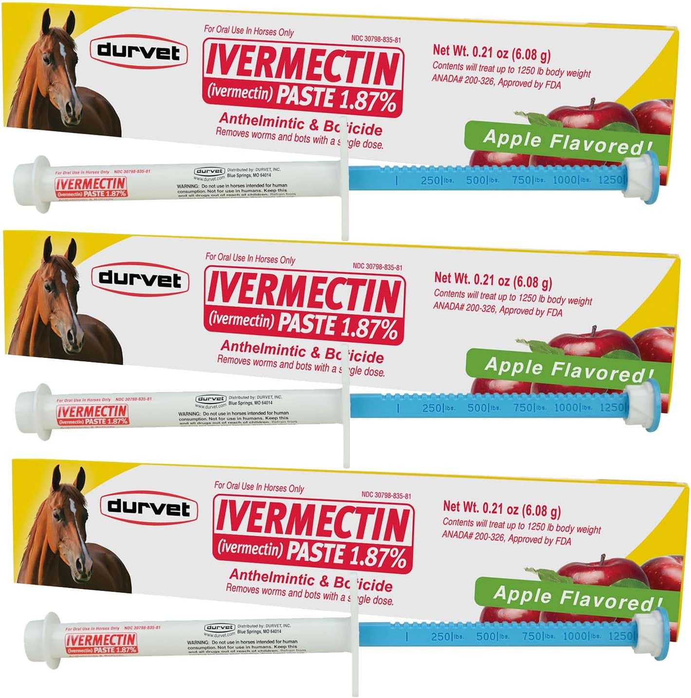 Ivermectin Paste Horse Wormer 6.08 Grams 3-Pack for Effective Care