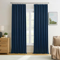 Navy Blue Pleat Wide Drapes 60in x 105in Pair - Room Darkening