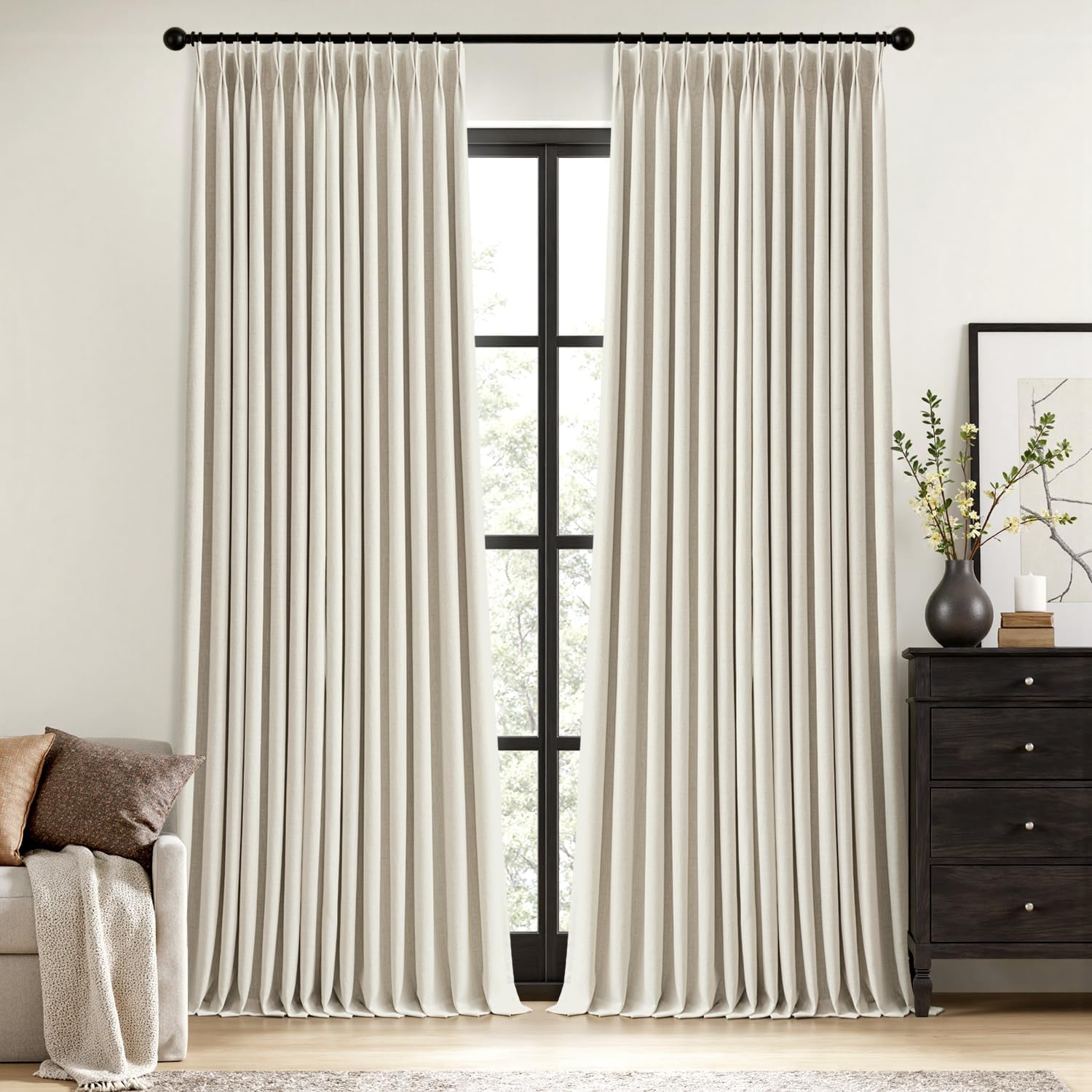 MIULEE 100% Blackout Linen Curtains for Elegant Room Decor