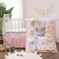 Peanutshell 3 Piece Baby Crib Bedding Set for Girls - Safari Pink