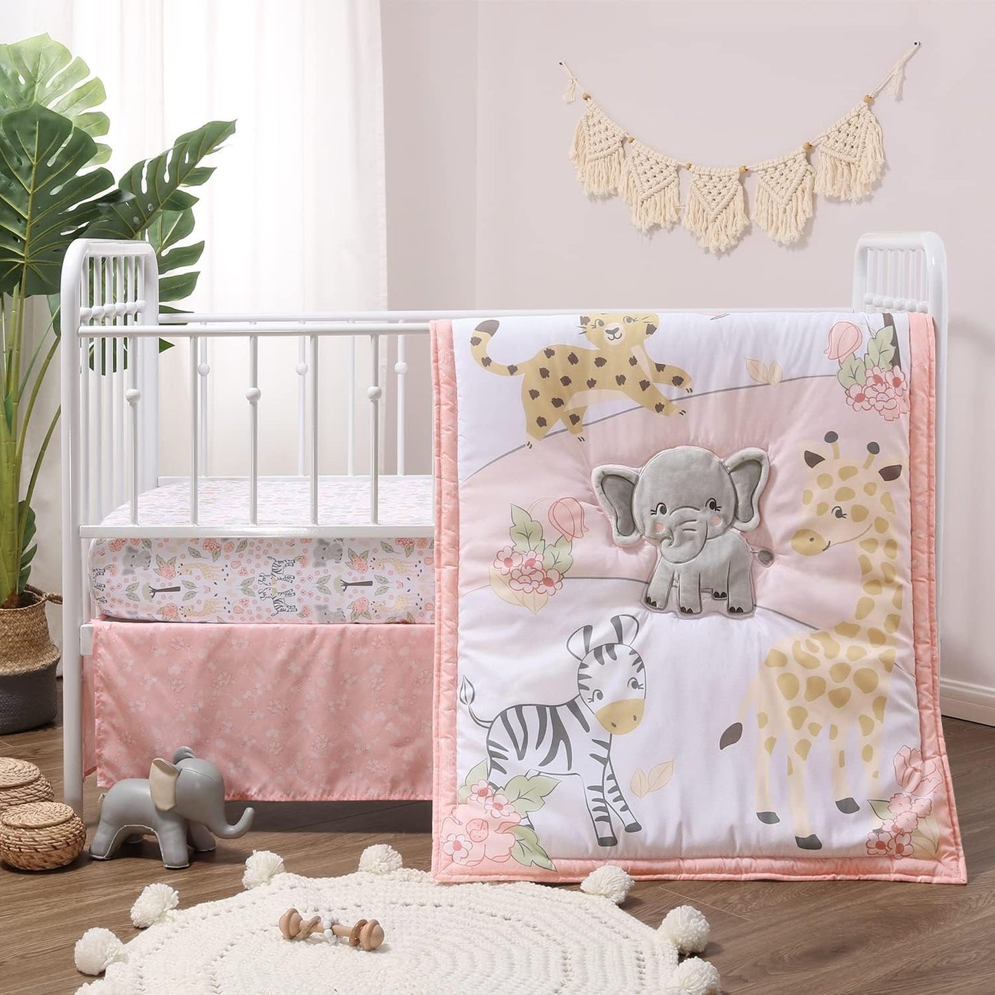The Peanutshell 3 Piece Baby Crib Bedding Set for Girls