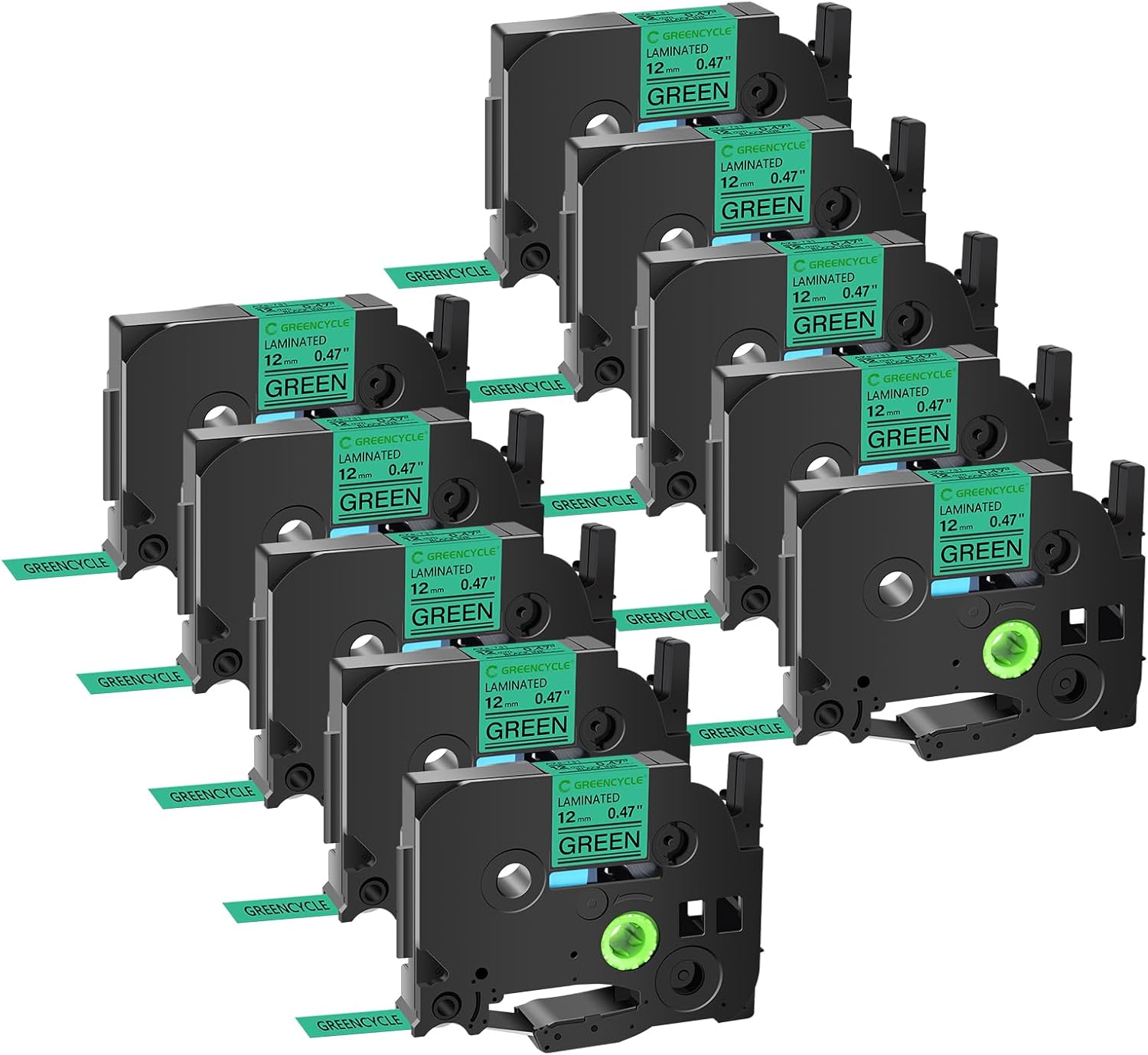 GREENCYCLE 10 Pack Compatible Ptouch TZe731 Laminated Tapes