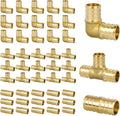 48 Pack 1/2ft Pex Fittings Set - Complete Brass Crimp Kit