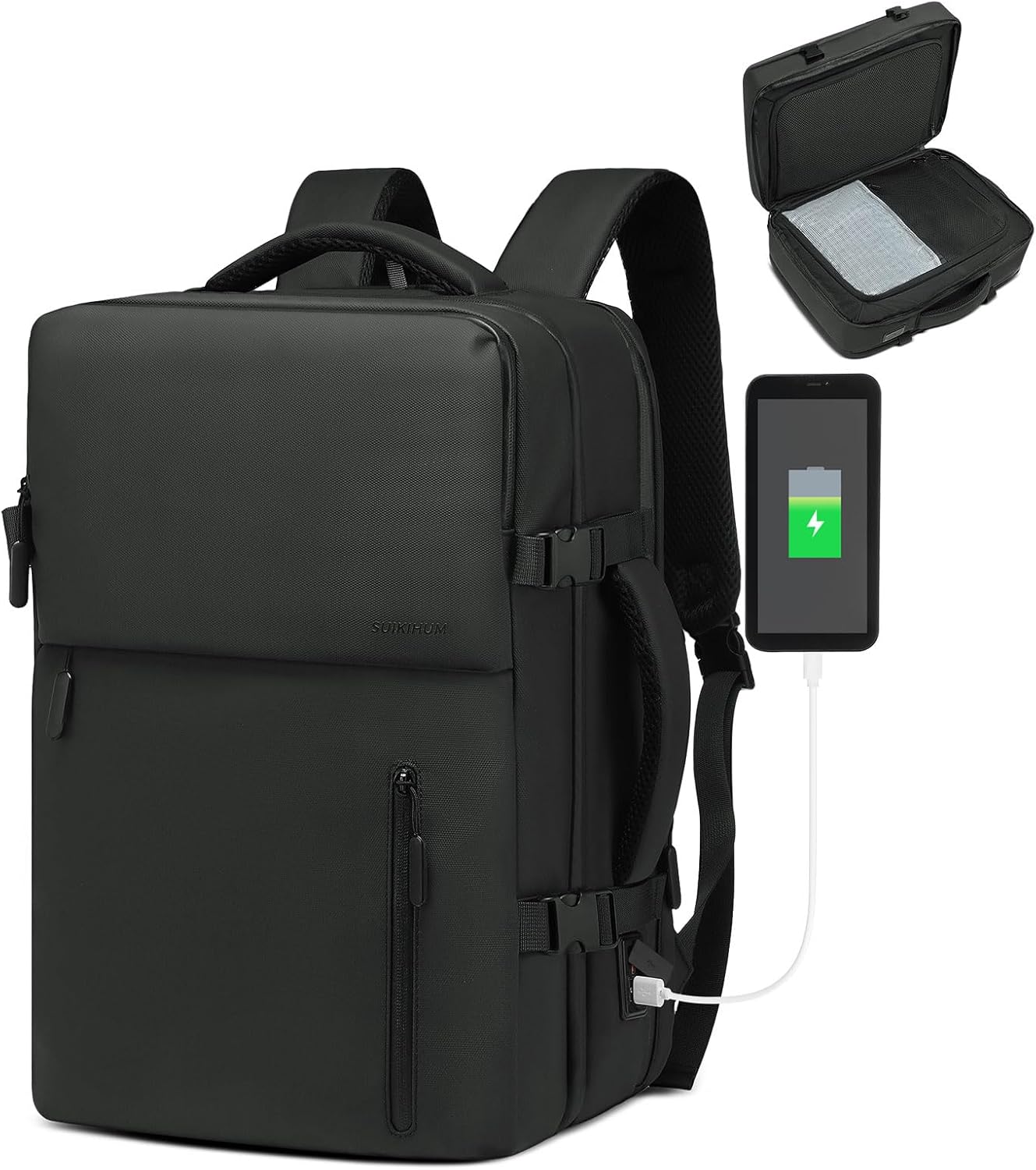 Business Travel Carry on Backpack with USB Ports for Convenience