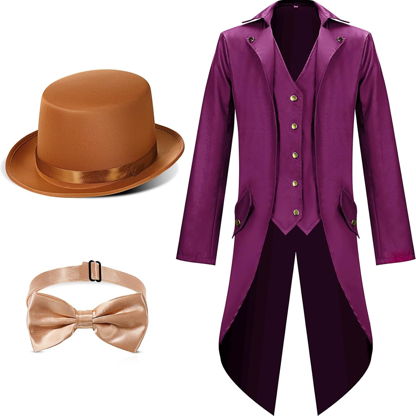 Geyoga Halloween Mens Steampunk Vintage Tailcoat Costume Set