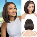 13x4 Straight Bob Lace Frontal Wig - Braided Glueless Bob for Black