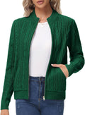 Women's Zip Up Cable Knit Sweater Cardigan - Hip-Length Warm Layer