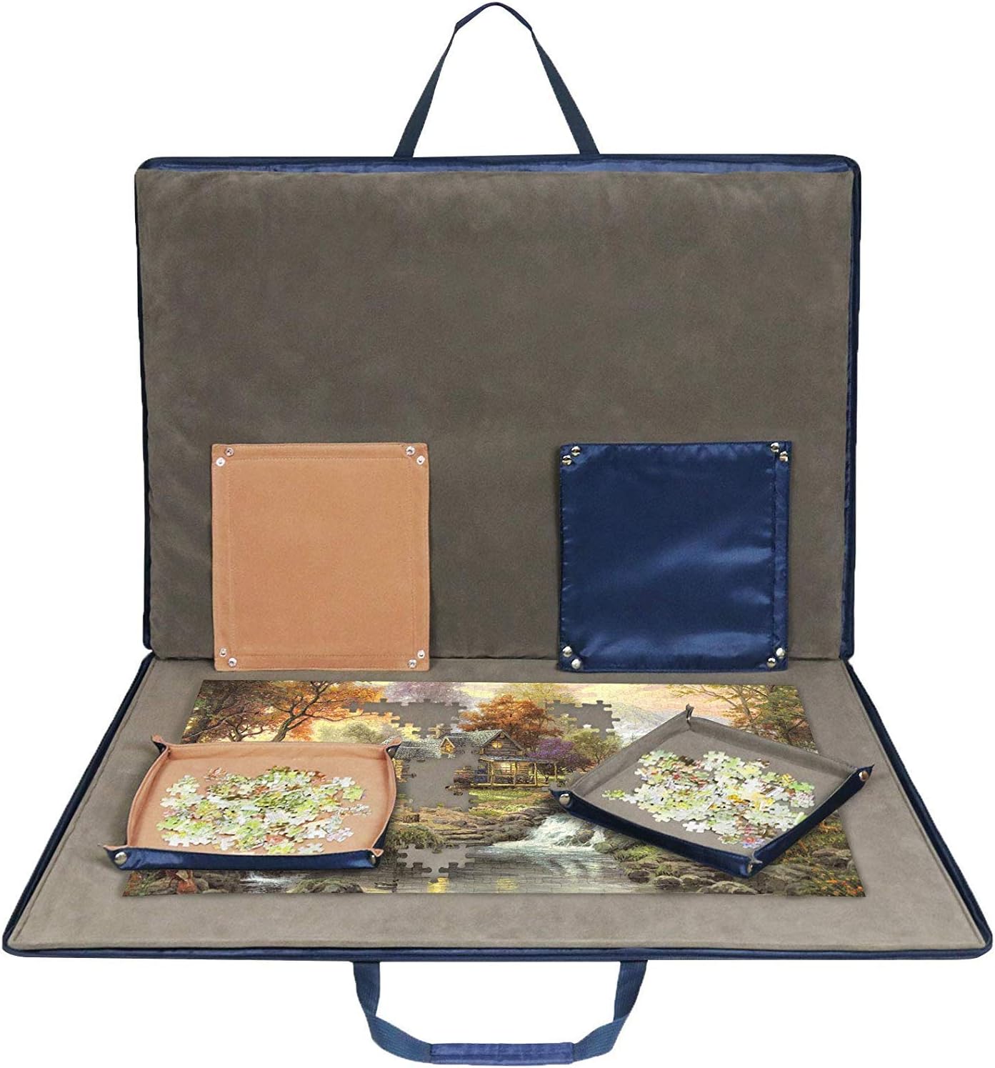 1500 Piece Jigsaw Puzzle Board with Padded Cover and Trays