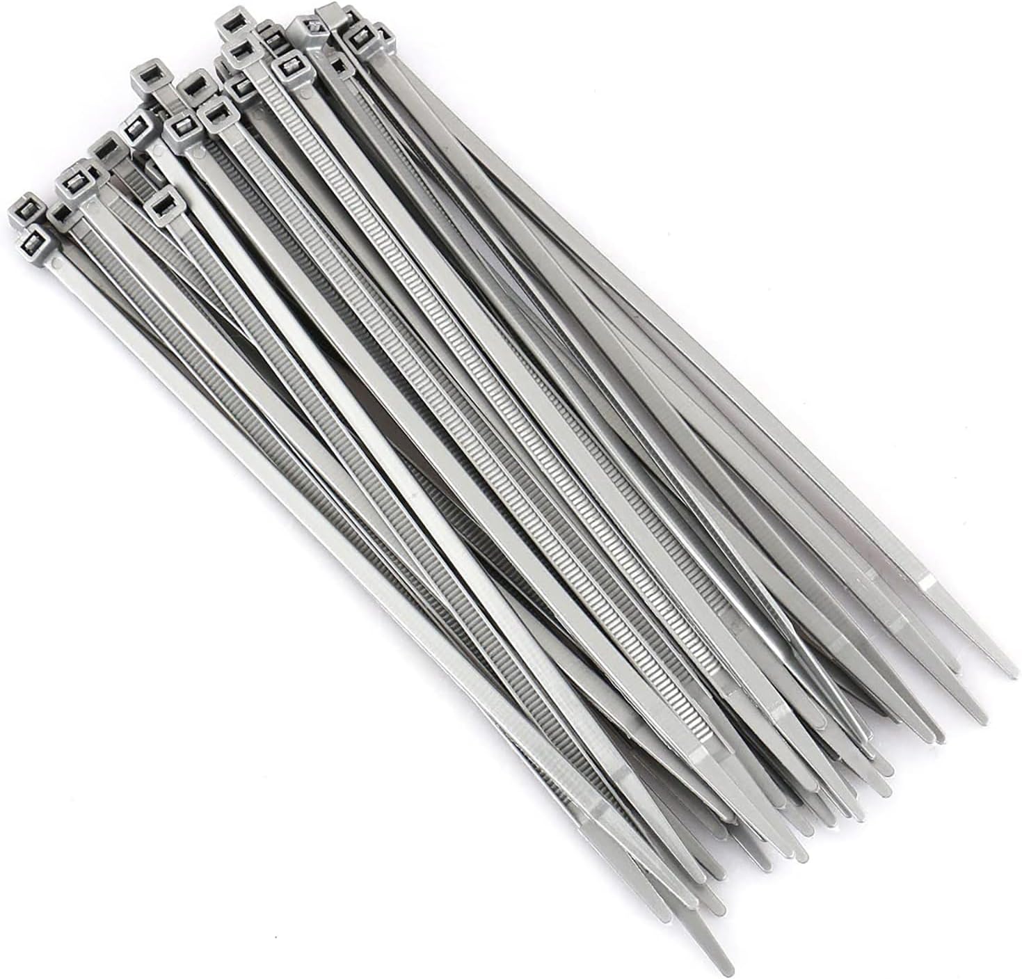 Baomain 8 Nylon Zip Ties 100 Pack - Self Locking, Gray