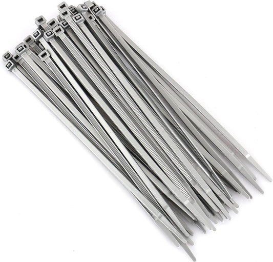 Baomain 8 Nylon Zip Ties 100 Pack - Self Locking, Gray