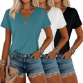 Riyiper 3 Pack Womens V Neck T-Shirts - Soft Breathable Summer Tees