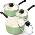 Nonstick Sauce Pan Set - Ceramic 1Qt, 2Qt & 3Qt Saucepans