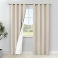 YoungsTex Oatmeal Linen 100% Blackout Curtains 80 in Length - Full