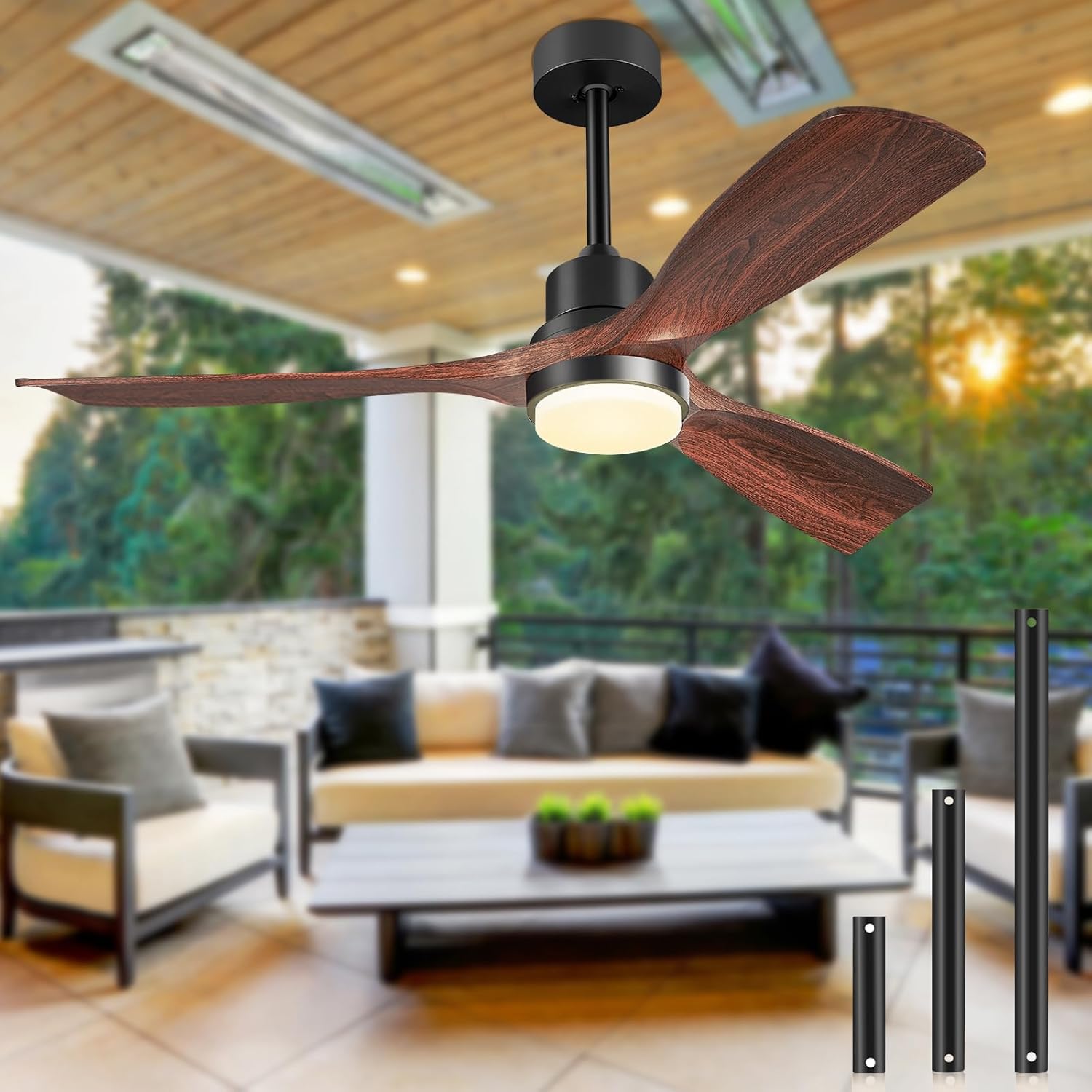 52 Inch Outdoor Ceiling Fan with Lights and Remote Control