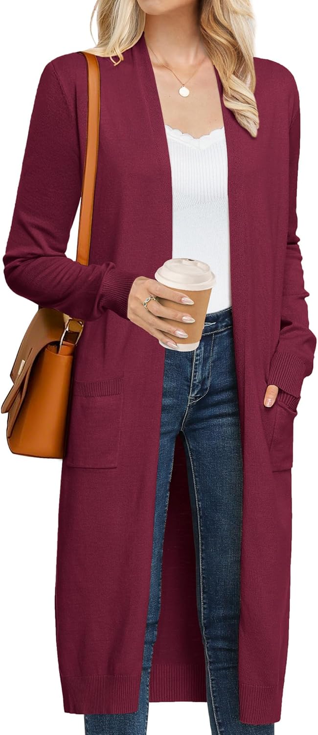 Trendy Long Cardigans for Women - Lightweight Open Front Duster