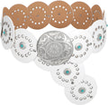 Western PU Leather Belt for Woman with Concho Buckle - Wide Boho Waist
