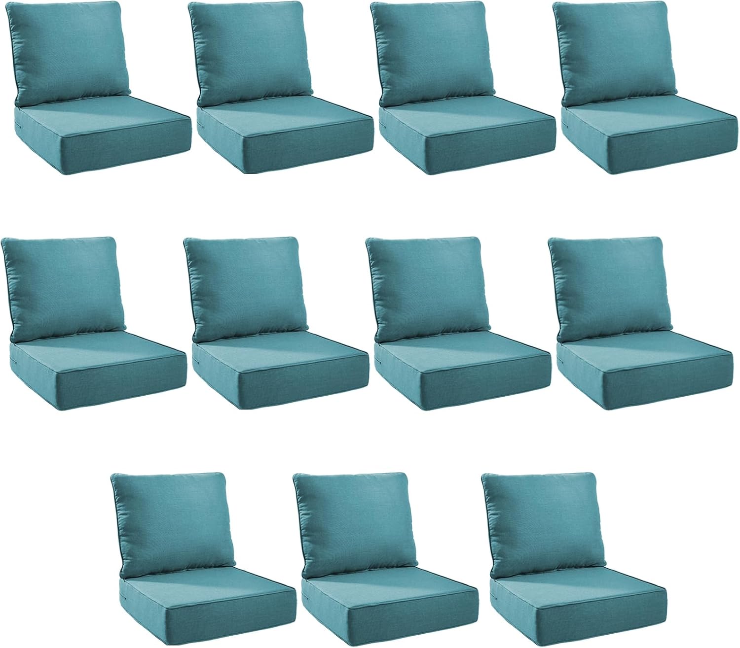 Outdoor Cushion Set for Patio Furniture - 11-Pack in Peacock Green