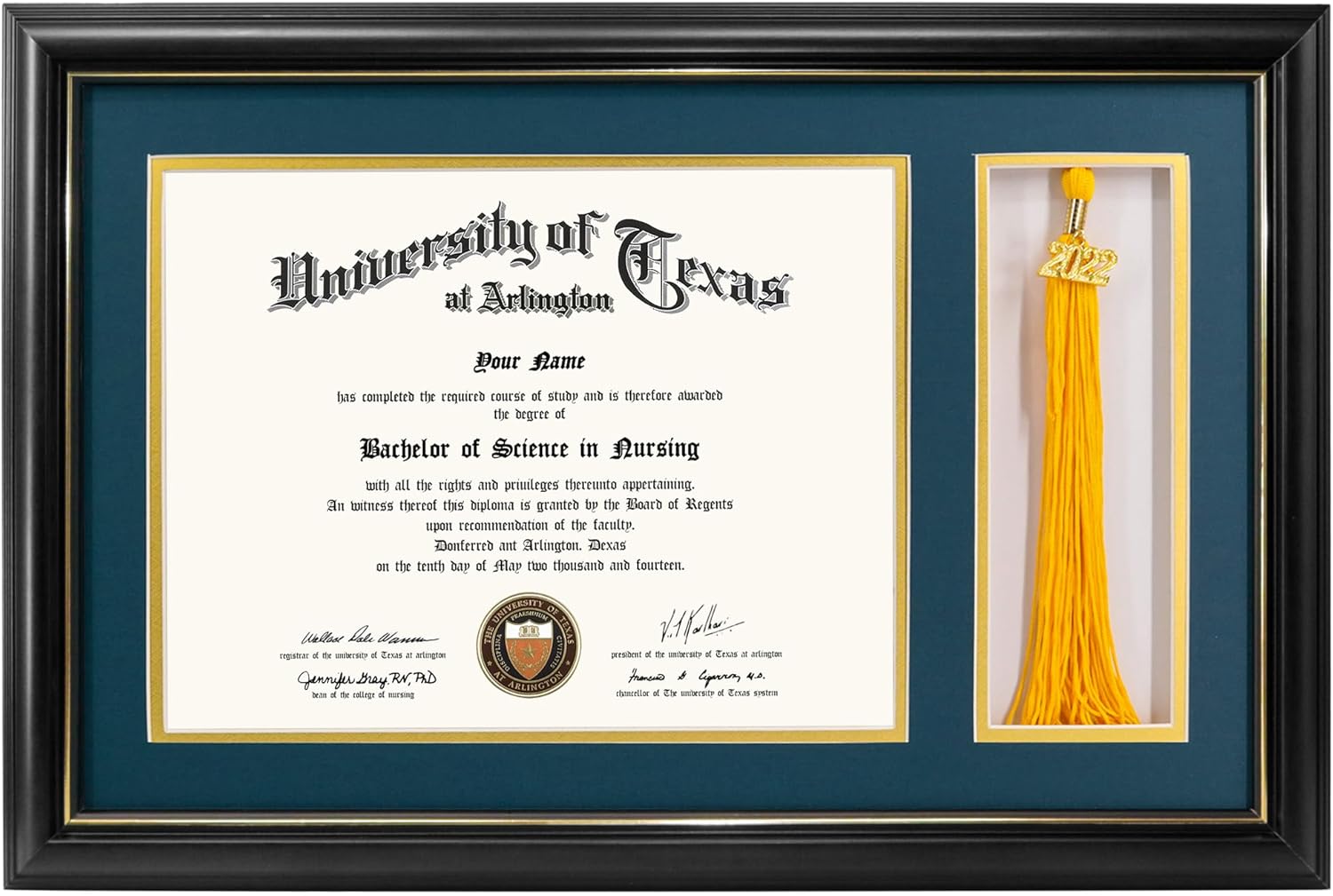 GraduationMall 11x17 Black Wood Diploma Frame with Tassel Holder