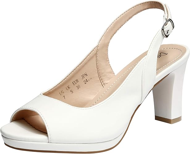 DREAM PAIRS Womens Sexy High Chunky Heels Peep Toe Pumps
