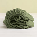 100% Linen Fitted Sheet Twin - 14in Deep Pocket Olive Green