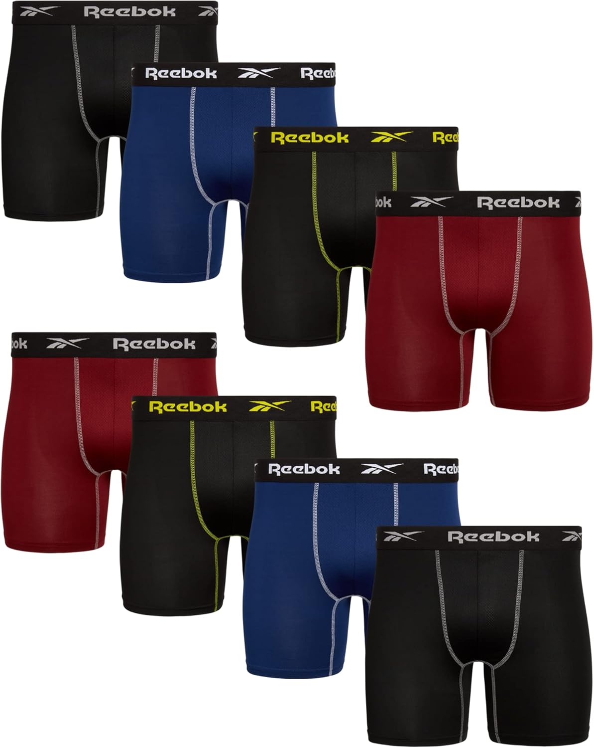 Reebok Men's Boxer Briefs - 8 Pack Soft Quick Dry Performance
