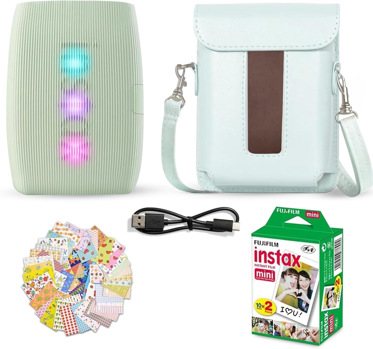 Fujifilm Instax Mini Link 3 Smartphone Printer Bundle in Sage Green