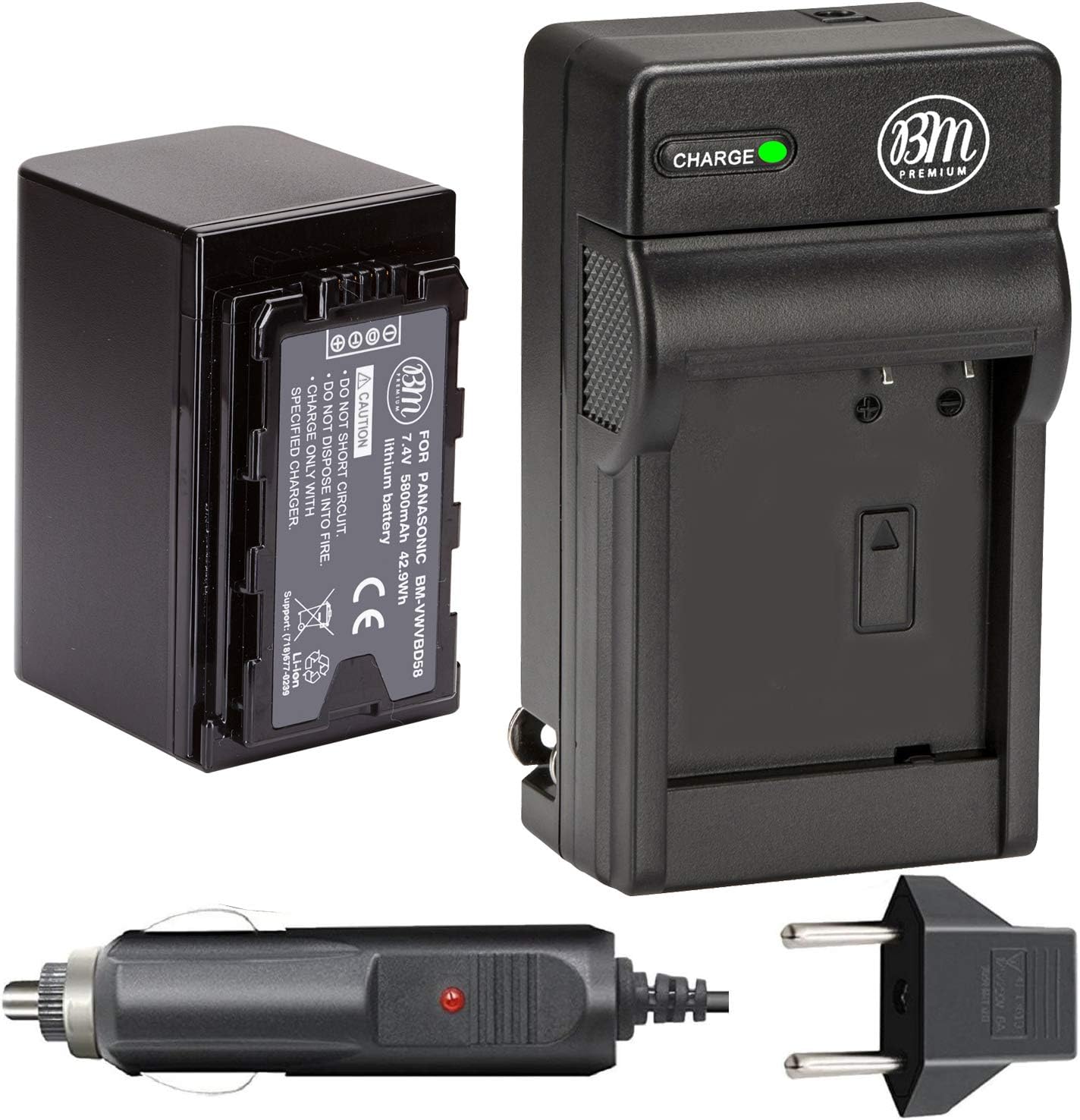BM Premium VW-VBD58 Battery and Charger for Panasonic Camcorders