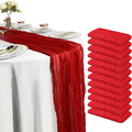 12 Pack Red Cheesecloth Table Runner Set 10ft x 12pcs - Event Value