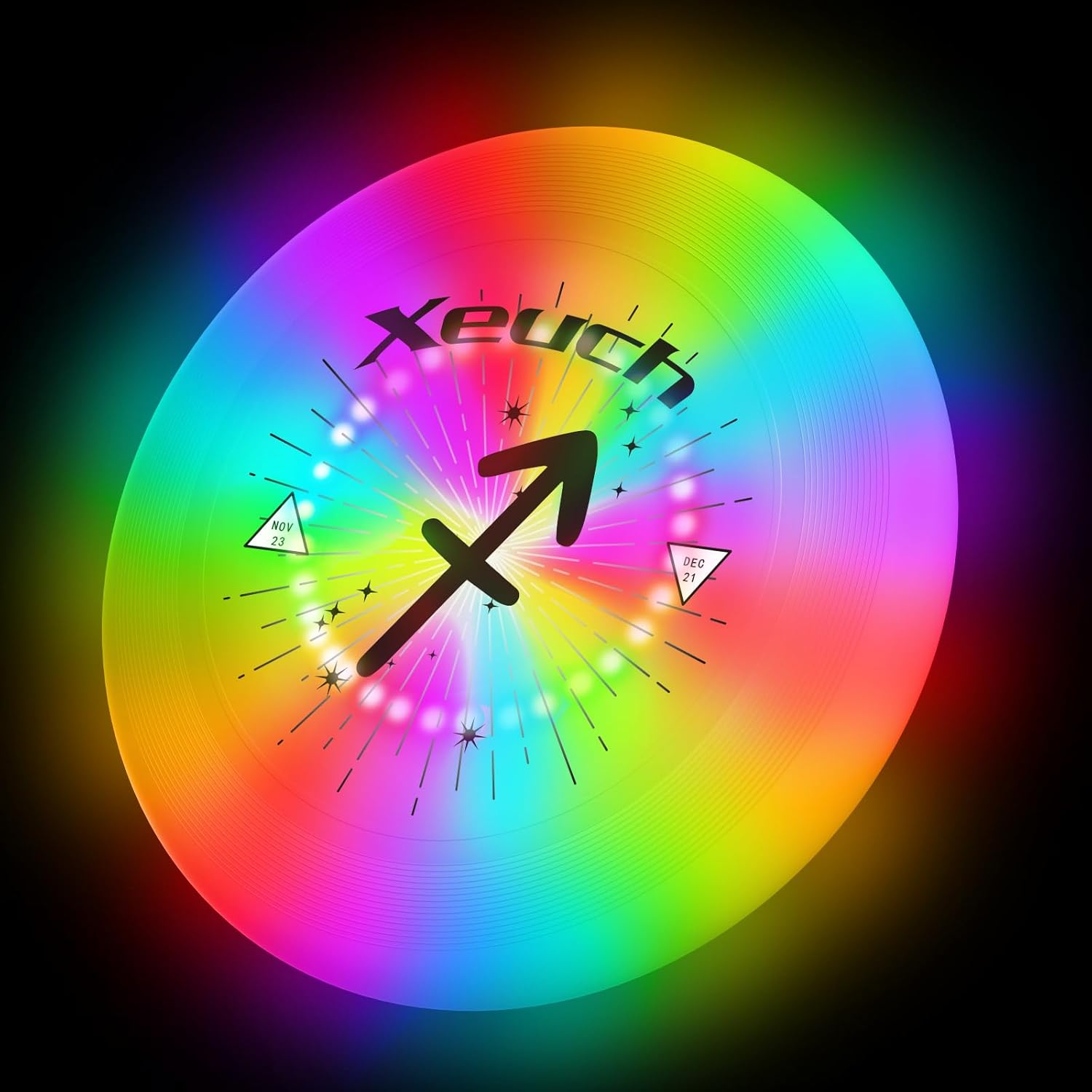 Xeuch Light-Up Flying Disc: 30 RGBs, 16 Modes, Rechargeable, Timer, Sensor - Competitive Fun!