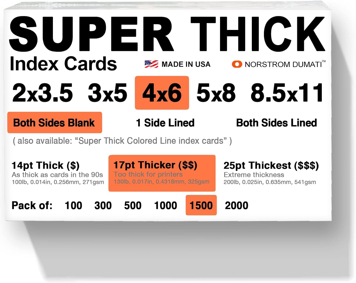 1,500 Super Thick Index Cards - 4x6 Unruled Blank Cards