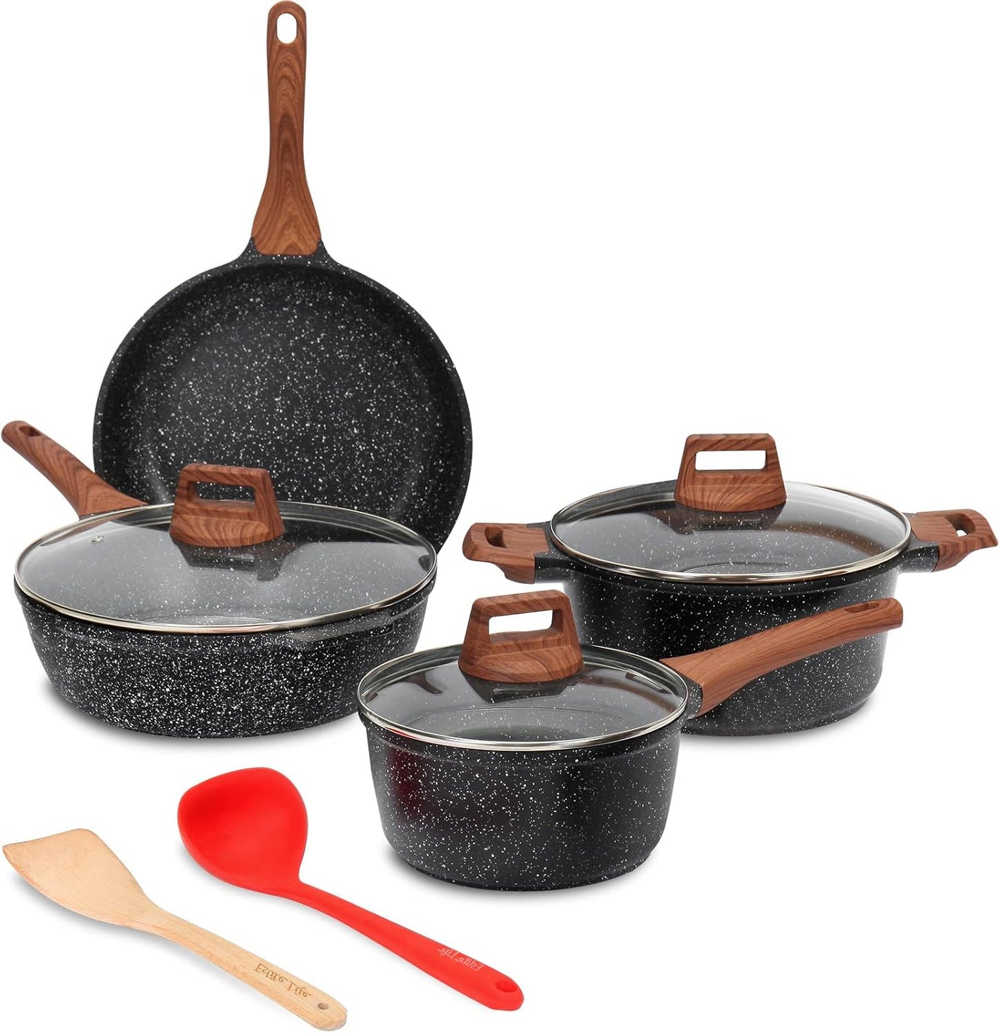 ESLITE LIFE Nonstick Cookware Set - 9 Pcs Granite Coating