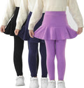 Trendy Girls' Leggings with Skirt 2-Pack - Soft Cotton Ruffle Pants as