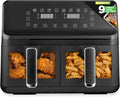 Nutrichef Double Basket Air Fryer 8.8 QT - Dual-Basket Oil-Free