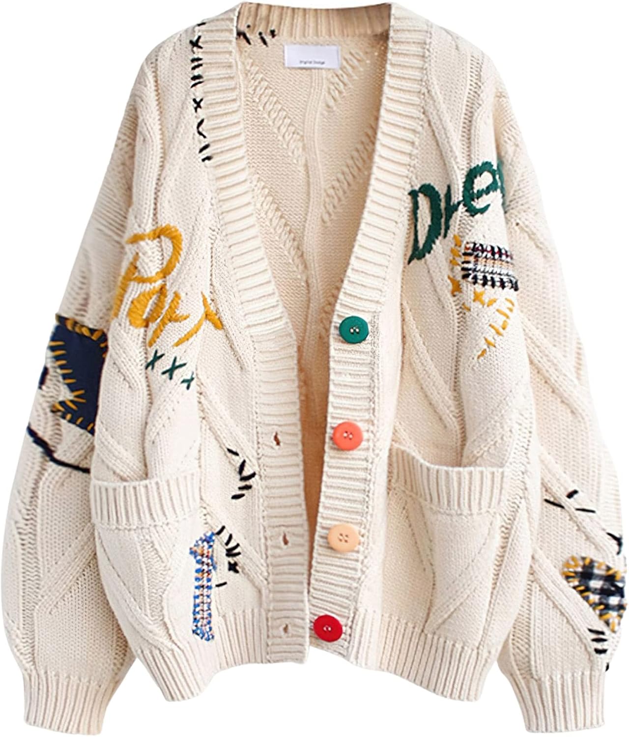Women's Cable Knit Long Sleeve Open Front Cardigan Sweater