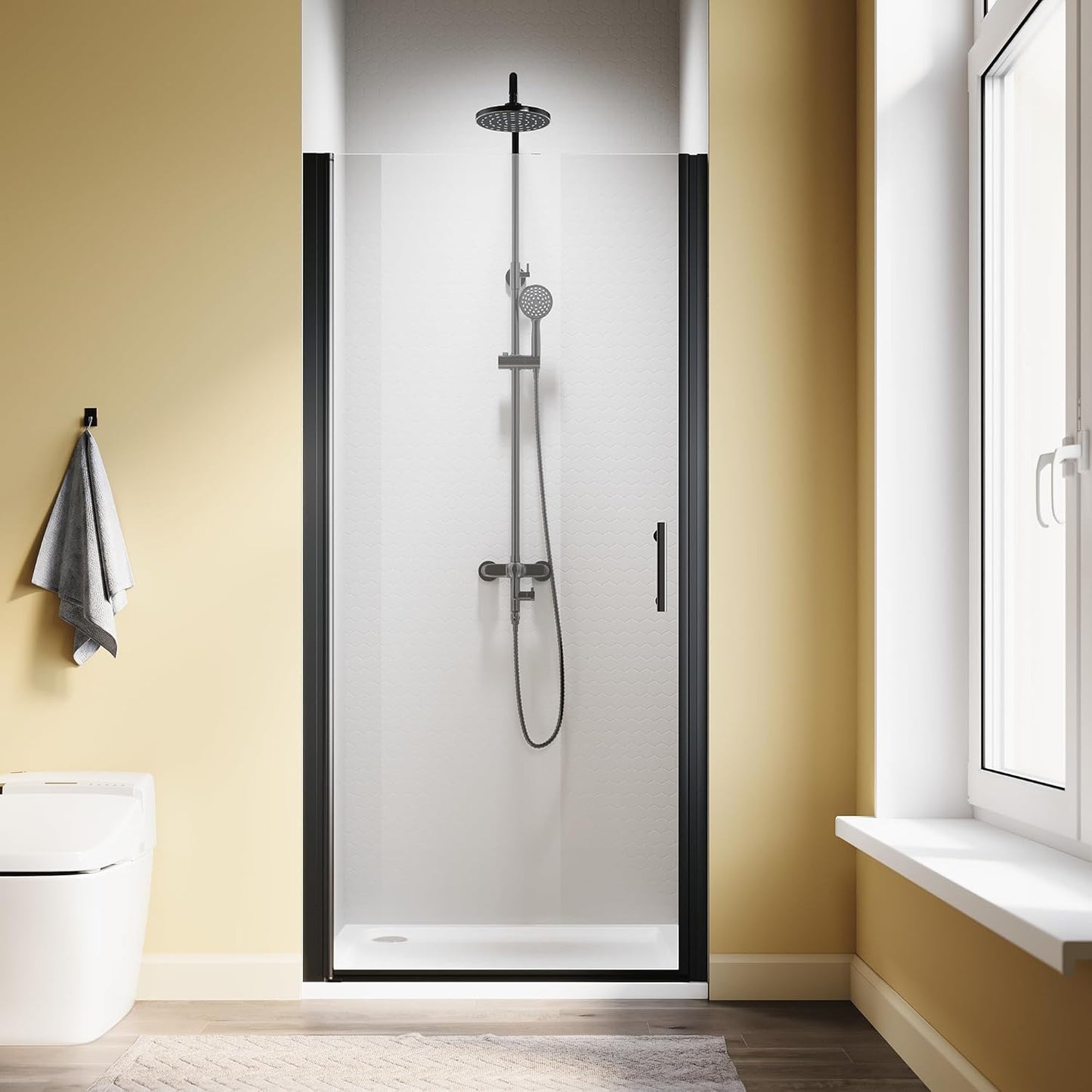Pivot Shower Door 36in W x 72in H with Easy Clean Features