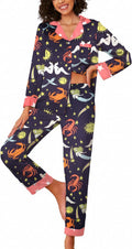 Ekouaer Silk Pajamas for Women Striped Leopard Print - Soft Satin Set