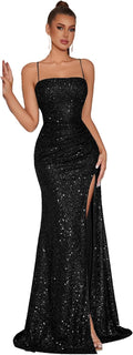 Elegant Evening Dress Women Party Long Formal Sequined Bodycon Gown