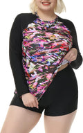 Hanna Nikole Women Plus Size Two Piece Rash Guard Swimsuit