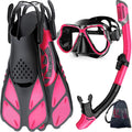 Zenoplige Mask Fins Snorkel Set - Panoramic Mask, Dry Top Snorkel swim