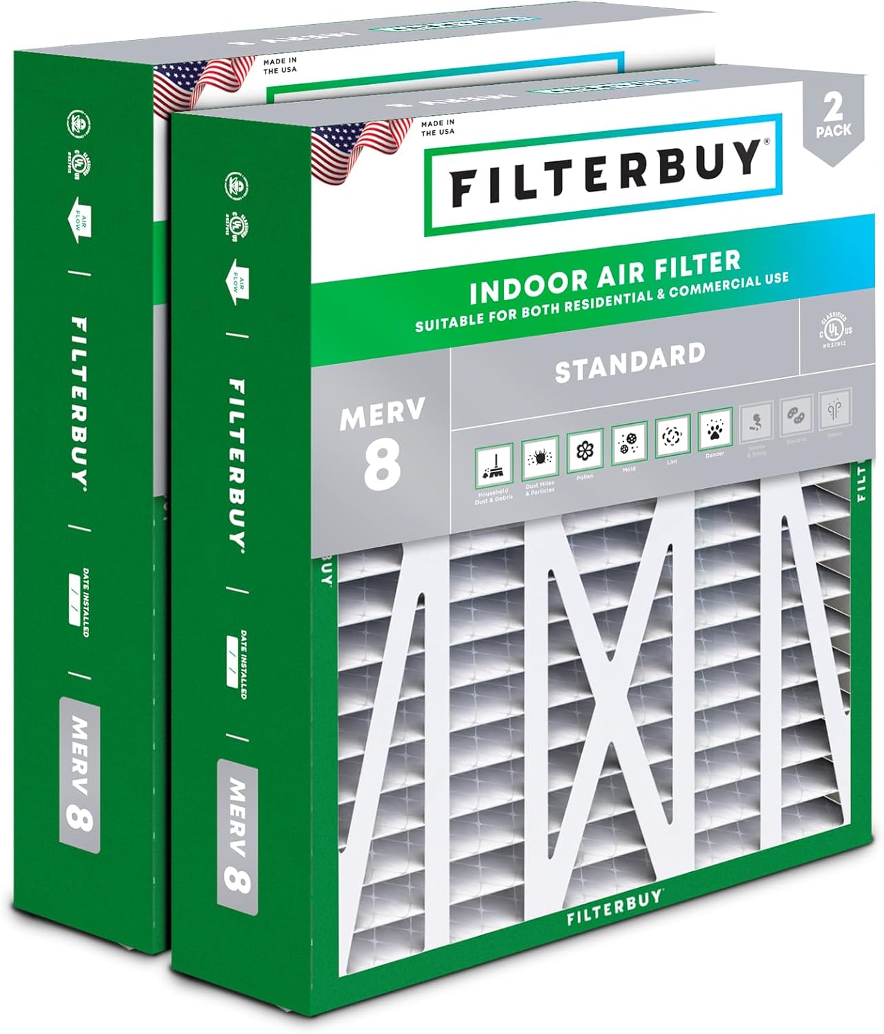 Filterbuy 20x23x5 Air Filter MERV 8 for Dust and Allergies