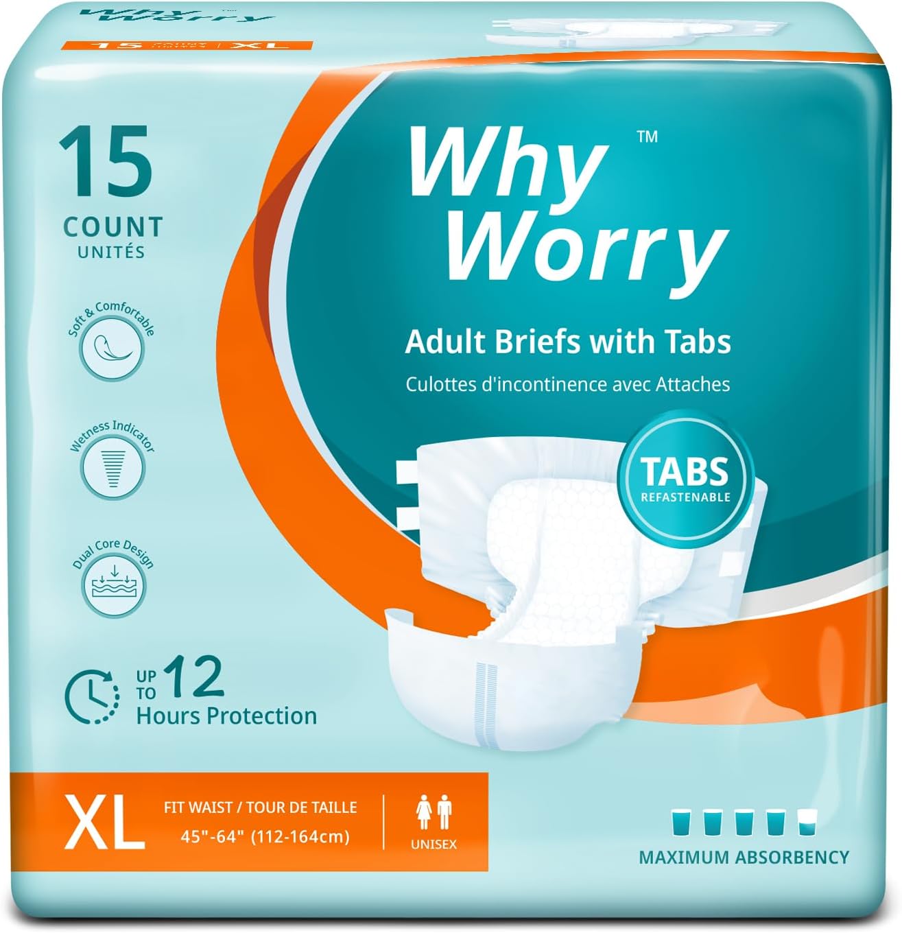 Overnight Absorbent XL Diapers for Women & Men - 15ct