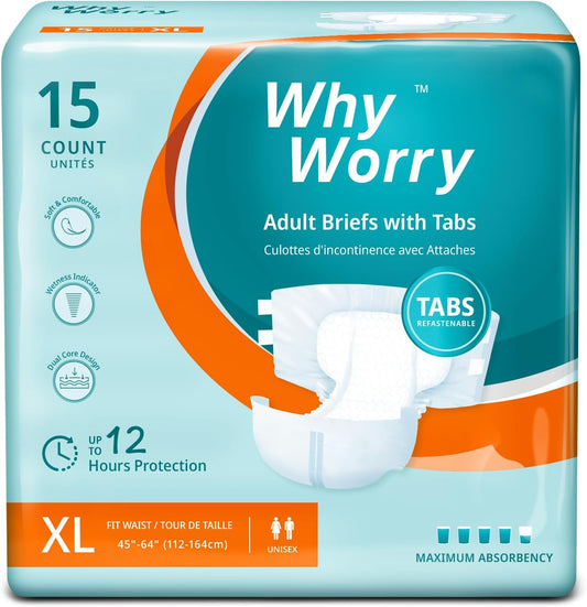 Overnight Absorbent XL Diapers for Women & Men - 15ct