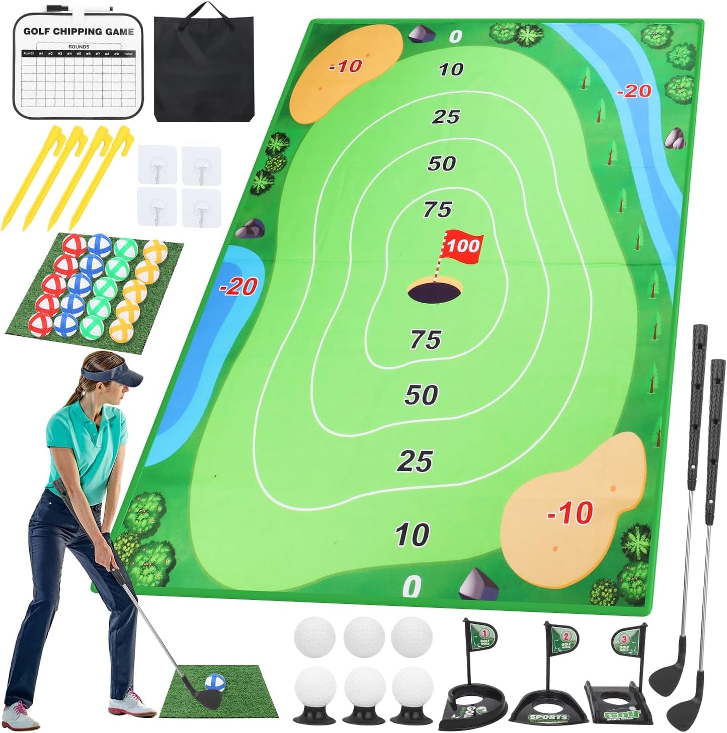 Portable Golf Chipping Mat Set - Improve Your Chip Game!