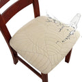 Waterproof Dining Chair Seat Covers Leaves-Beige 6 PCS - Stretch Fit