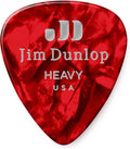 JIM DUNLOP Red Pearloid Guitar Picks - Heavy Duty 12 Pack