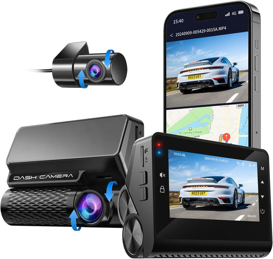 4K Dash Cam Front and Rear with Night Vision and GPS Tracking