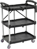 Portable Folding Collapsible Service Cart 3 Tier - Easy Transport