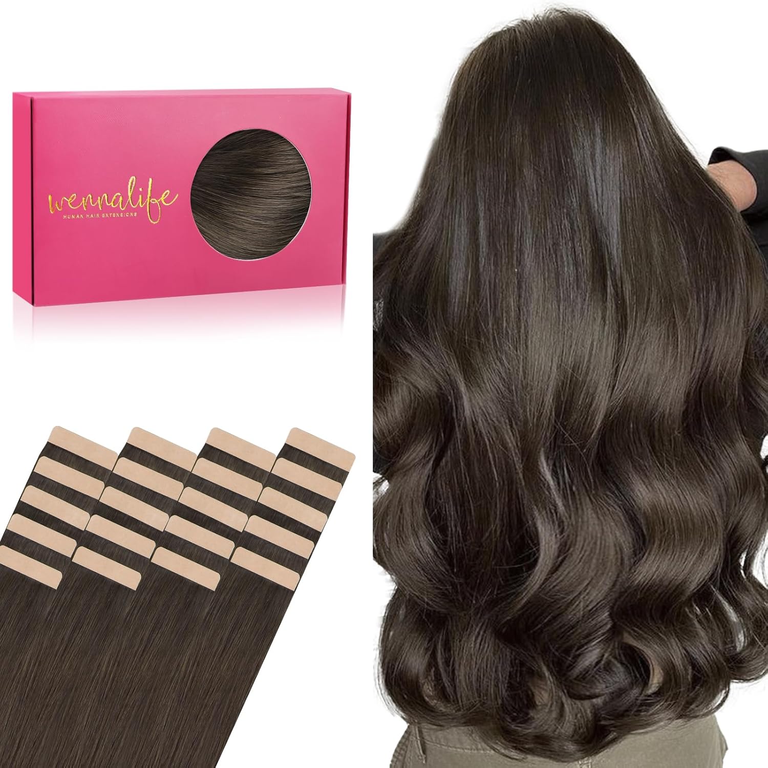 WENNALIFE Tape in Hair Extensions for Natural Look and Feel
